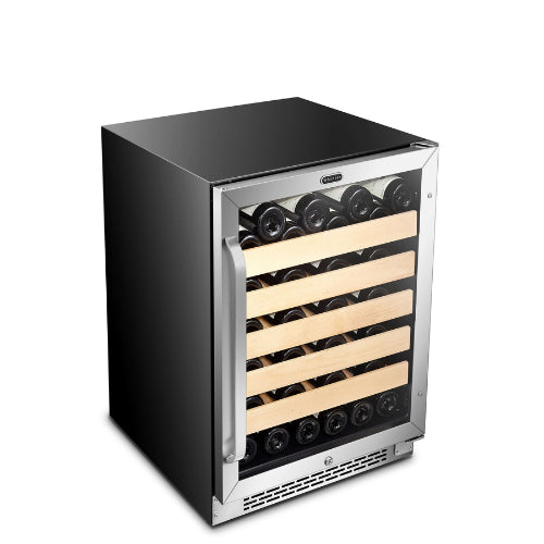 Whynter BWR-541STS 54-bottle stainless steel wine cooler with wood shelves and digital temperature control
