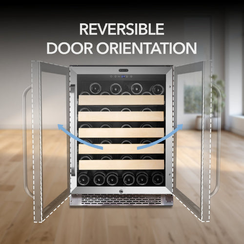 Whynter BWR-541STS 54-bottle stainless steel wine cooler with wood shelves and digital temperature control