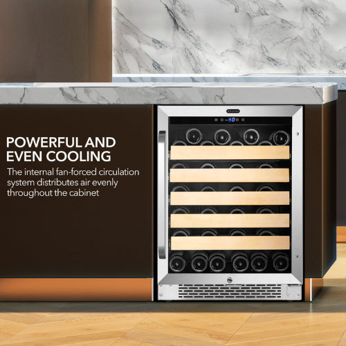Whynter BWR-541STS 54-bottle stainless steel wine cooler with wood shelves and digital temperature control