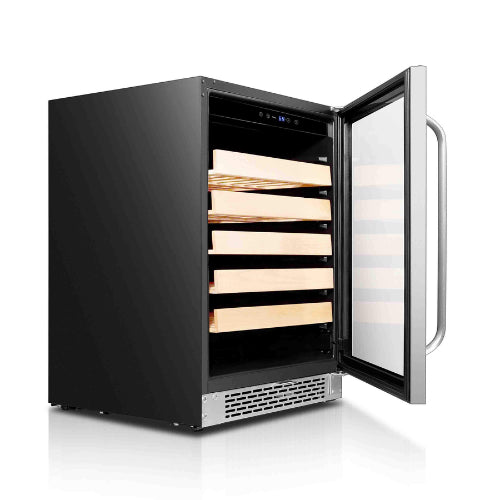 Whynter BWR-541STS 54-bottle stainless steel wine cooler with wood shelves and digital temperature control