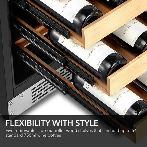 Whynter BWR-541STS 54-bottle stainless steel wine cooler with wood shelves and digital temperature control