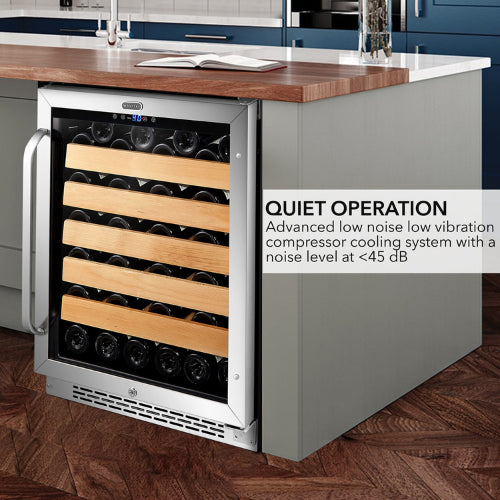 Whynter BWR-541STS 54-bottle stainless steel wine cooler with wood shelves and digital temperature control