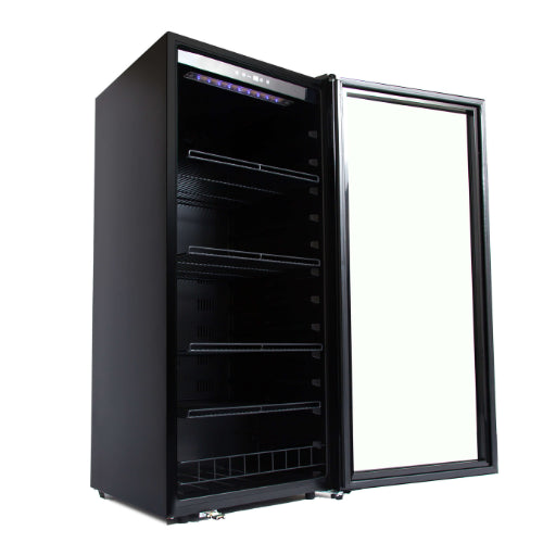 Whynter FWC-1201BB 124-bottle black wine refrigerator with LED lighting and digital temperature control