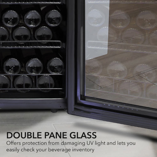 Whynter FWC-1201BB 124-bottle black wine refrigerator with LED lighting and digital temperature control