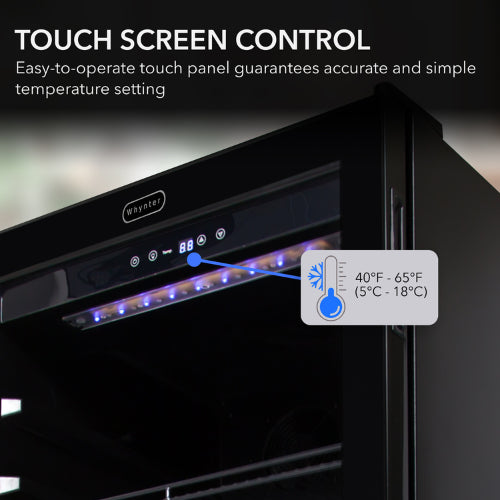 Whynter FWC-1201BB 124-bottle black wine refrigerator with LED lighting and digital temperature control