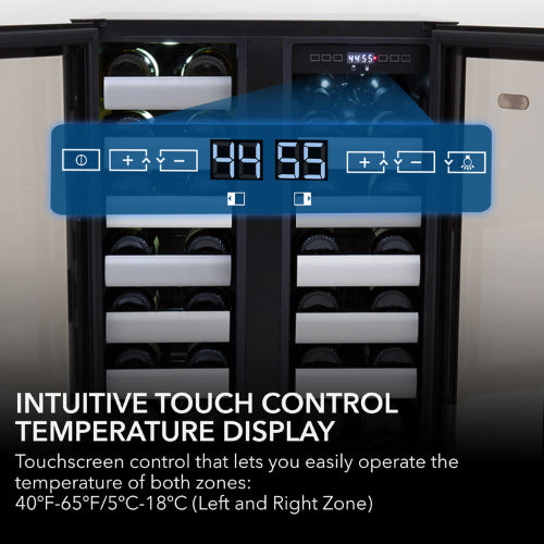 Whynter BWR-401DS 40 Bottle Dual Zone Built-In Wine Cooler with Seamless Stainless Steel Door