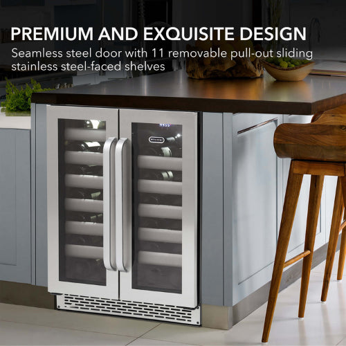 Whynter BWR-401DS 40 Bottle Dual Zone Built-In Wine Cooler with Seamless Stainless Steel Door