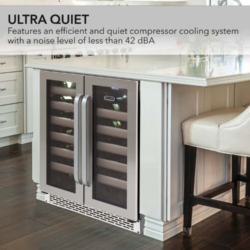 Whynter BWR-401DS 40 Bottle Dual Zone Built-In Wine Cooler with Seamless Stainless Steel Door