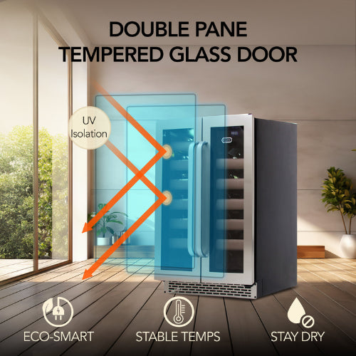 Whynter BWR-401DS 40 Bottle Dual Zone Built-In Wine Cooler with Seamless Stainless Steel Door