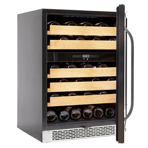 Whynter BWR-462DZ 46 Bottle Dual Zone Built-In Wine Cooler with Wood Shelves