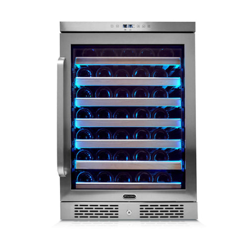 Whynter BWR-545XS 54 Bottle Built-In Wine Cooler with Spectrum Lightshow and Wood Shelves