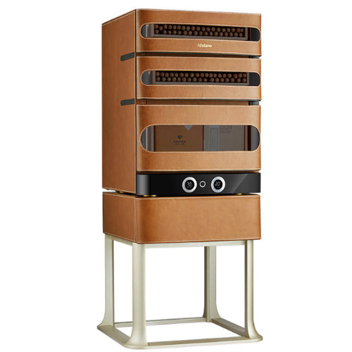 Afidano 250 count cigar humidor in black with Spanish cedar lining and digital controls, designed for luxury cigar storage and preservation.