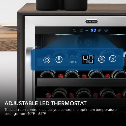 Whynter BWR-408SB 46 Bottle Built-In Wine Cooler – Stainless Steel, Digital Temp Control