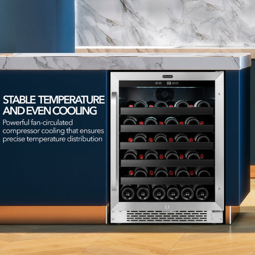Whynter BWR-408SB 46 Bottle Built-In Wine Cooler – Stainless Steel, Digital Temp Control
