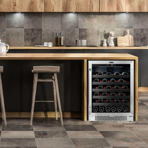 Whynter BWR-408SB stainless steel 46-bottle wine cooler with digital controls and reversible door