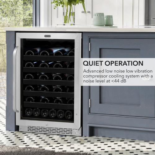 Whynter BWR-408SB stainless steel 46-bottle wine cooler with digital controls and reversible door