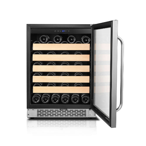 Whynter BWR-541STS 54-bottle stainless steel wine cooler with wood shelves and digital temperature control
