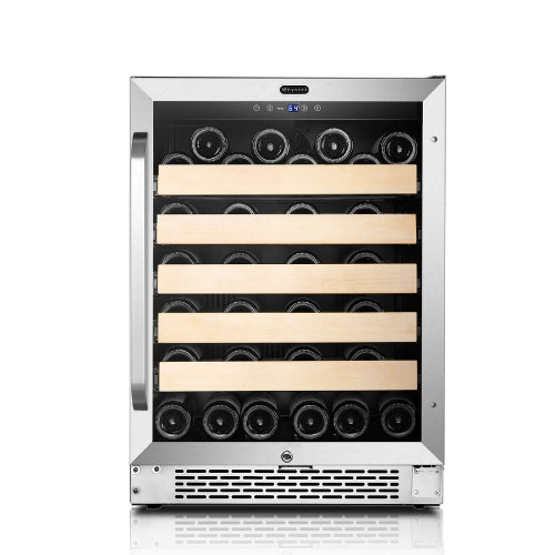 Whynter BWR-541STS 54-bottle stainless steel wine cooler with wood shelves and digital temperature control