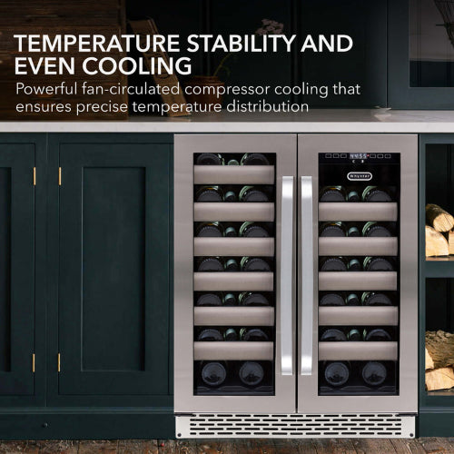 Whynter BWR-401DS 40 Bottle Dual Zone Built-In Wine Cooler with Seamless Stainless Steel Door