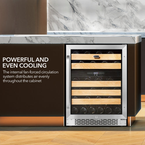 Whynter BWR-462DZ 46 Bottle Dual Zone Built-In Wine Cooler with Wood Shelves

