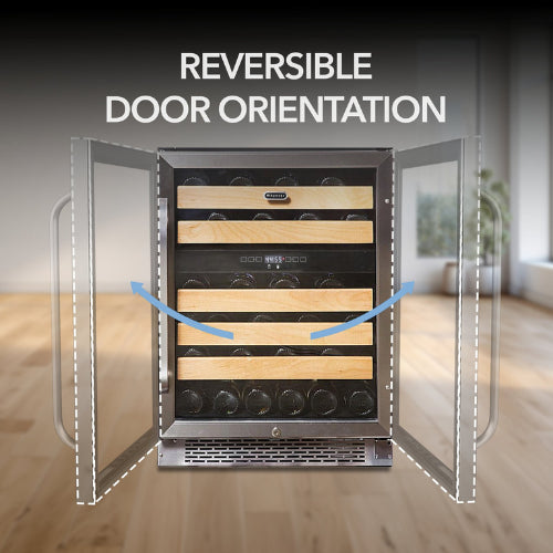 Whynter BWR-462DZ 46 Bottle Dual Zone Built-In Wine Cooler with Wood Shelves

