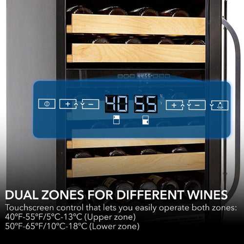 Whynter BWR-462DZ 46 Bottle Dual Zone Built-In Wine Cooler with Wood Shelves

