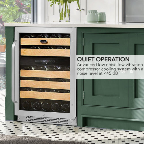 Whynter BWR-462DZ 46 Bottle Dual Zone Built-In Wine Cooler with Wood Shelves

