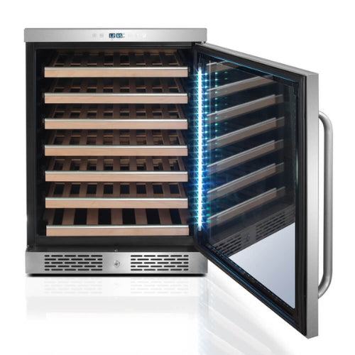 Whynter BWR-545XS 54 Bottle Built-In Wine Cooler with Spectrum Lightshow and Wood Shelves