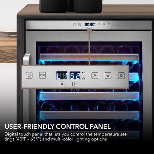 Whynter BWR-545XS 54 Bottle Built-In Wine Cooler with Spectrum Lightshow and Wood Shelves