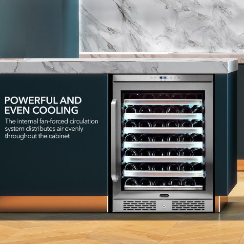 Whynter BWR-545XS 54 Bottle Built-In Wine Cooler with Spectrum Lightshow and Wood Shelves